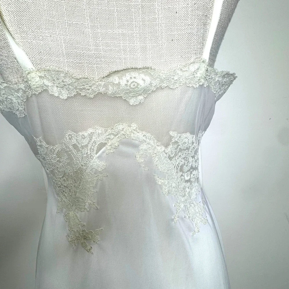 Vintage Vanity Fair Full Slip Dress Size 36‎ Light Yellow Lace Pleats - Picture 5 of 12